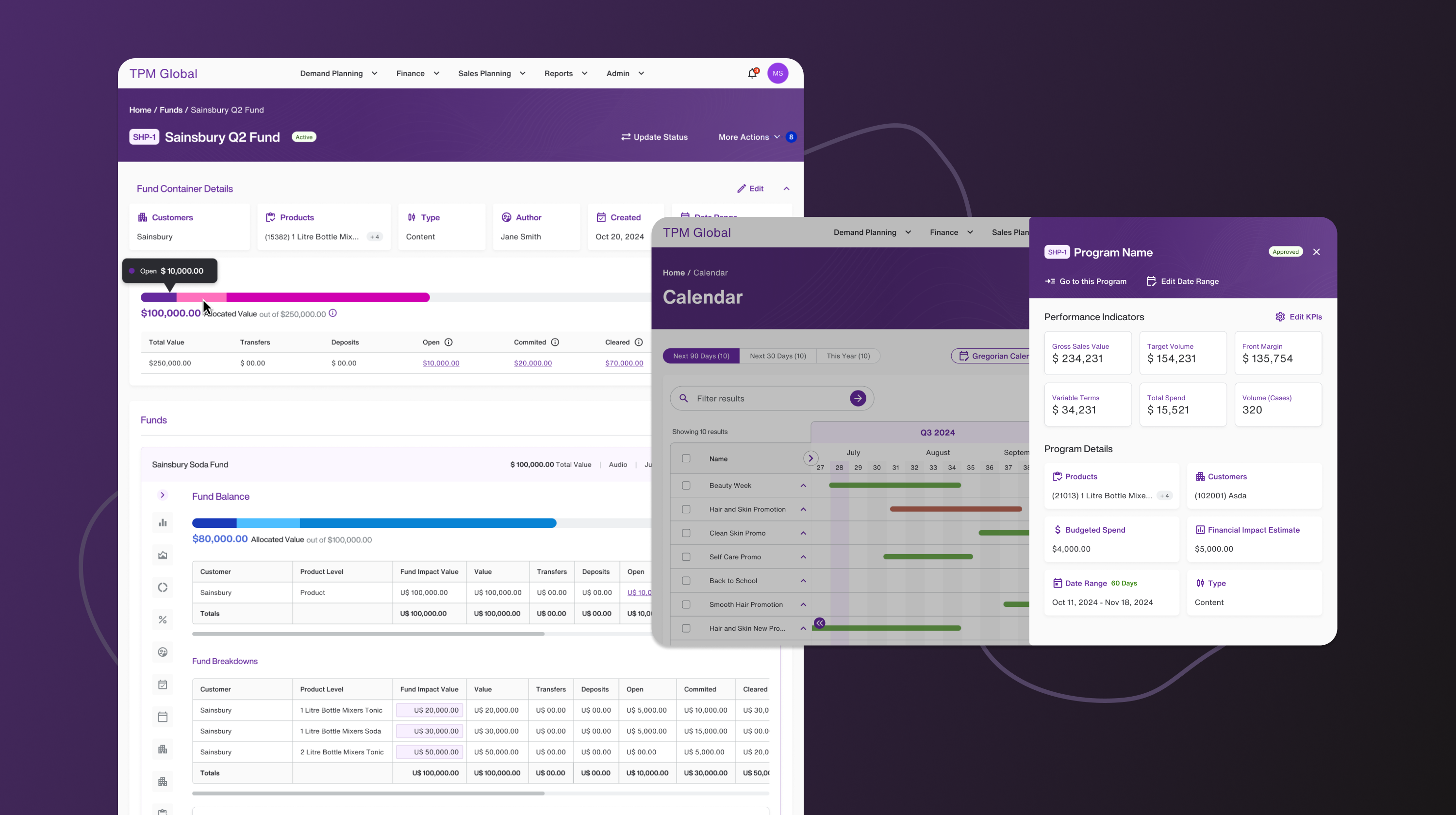 Redesigned fund detail with breakdown table and approved program side panel